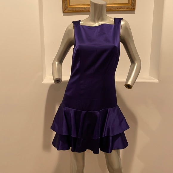 Karen Millen Dresses & Skirts - Karen Millen Sleeveless Tiered Royal Blue Drop Waist Mini  Dress Cocktail Size 8